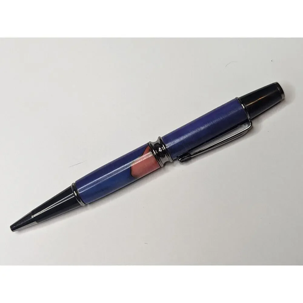 Graduate Twist Pen Black Finish Purple Acrylic‎ Body Hand Turned Pen